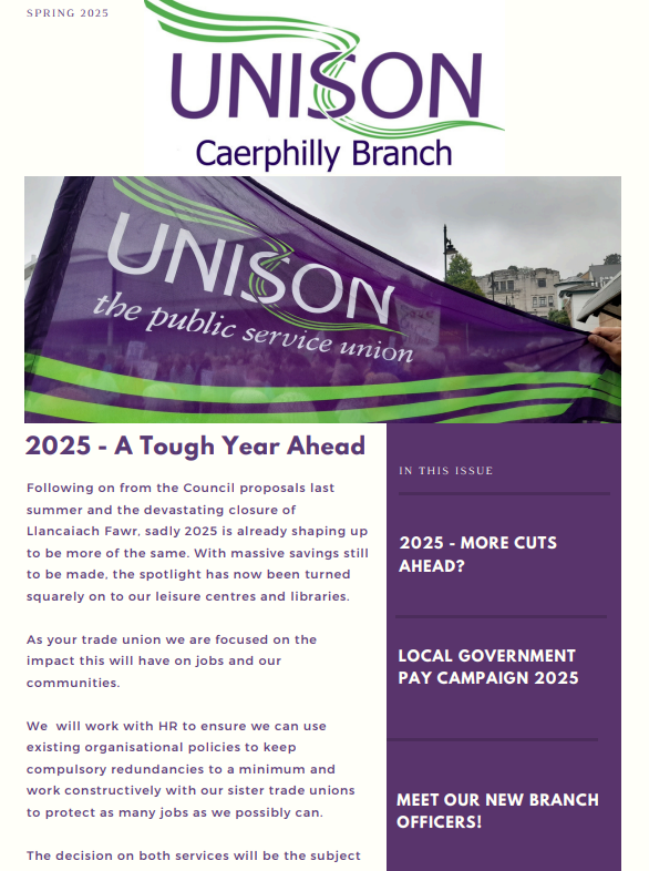 Caerphilly UNISON Spring Newsletter 2025